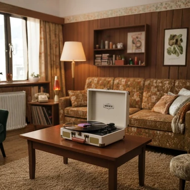 Midex MTX-101WH Nostaljik Retro Pikap Plak Çalar (Şarjlı Bluetooth Aux Hoparlörlü 3 Devir) Iğne