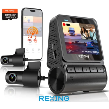 Rexing Rh2 3 Kameralı (4K+1080P+1080P) Wifi Araç Kamerası + 64GB Sd hepsiburada