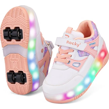 Rocky Sport Patenli Cırtlı Işıklı Spor Ayakkabısı 4 Tekerlekli Paten –ışıkları On/off