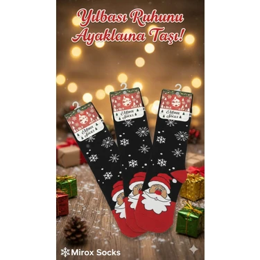 Mirox Socks Unisex Yılbaşı Çorabı Noel Baba Geyik Desenli Fiyatı
