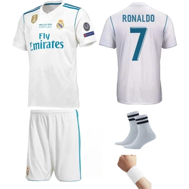 Andream 2017 Sezon Kiev Ronaldo Real Madri'd Futbol Çocuk Forması 4'lü Set Çorap+ Bileklik