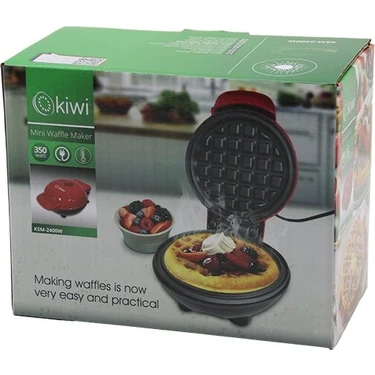 Kiwi KSM-2400W Mini Waffle Makinesi 350W ÇAP:12CM Otomatik Termostat Yapışmaz Plakagüç