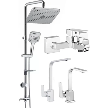 Blackfit Krom Tepe Duş Seti Duş Başlığı Mutfak Lavabo Banyo Bataryası