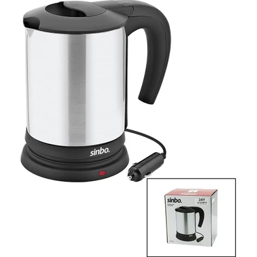 Sinbo SK-8034 24V Araç Içi Kettle Paslanmaz Çelik Su Isıtıcısı 0.8lt  200W  Çakmaklık
