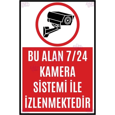 Hayg Equipment 7/24 Güvenlik Kamerası Uyarı Levhası – Bu Alan Kamera Sistemi ile