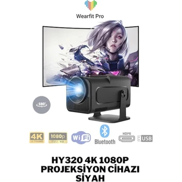 Wearfitpro HY320 4K 1080P Wireless - Bluetooth Destekli Projeksiyon Cihazı