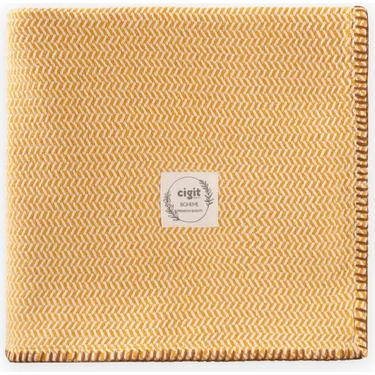 Cigit Çoban Dikişli Battaniye 93X100 cm (+/- 3 cm ) Hardal