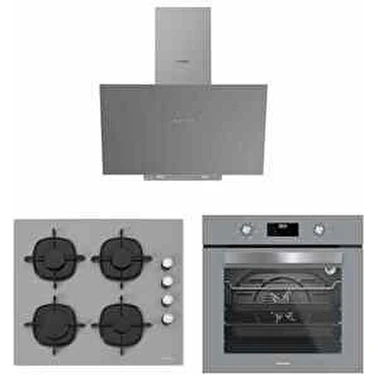 Silverline Gri Cam Ankastre Set - BO6502S02 Fırın, CS5700E6S01 Ocak, 3481 Flam 60 cm