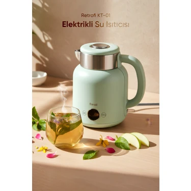Fressi KT-01 Retrofi Su Yeşili 1.5 L Retro Elektrikli Kettle Su