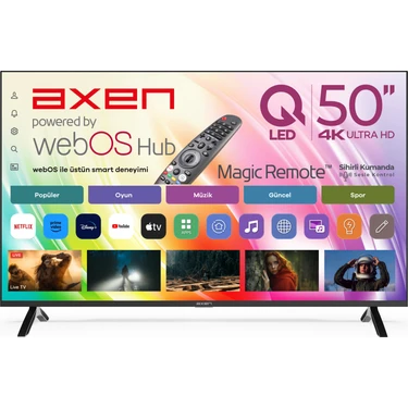 Axen AX50QMN252C-S 50'' 127 Ekran Uydu Alıcılı 4K Ultra HD QLED webOS