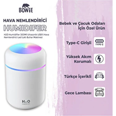 Yakuppolt Ultrasonik Hava Nemlendirici Buhar Makinası Bebek Çocuk Odaları Için Humidifer 7 Renk Rgb