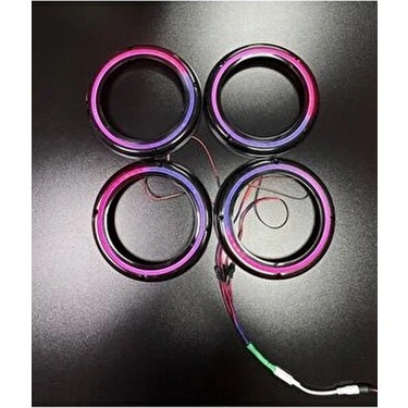 Piksel Neon Ledli 20CM Peteksiz Hoparlör Midrange Çemberi 4kapak+Modül Kolay Montaj Jack