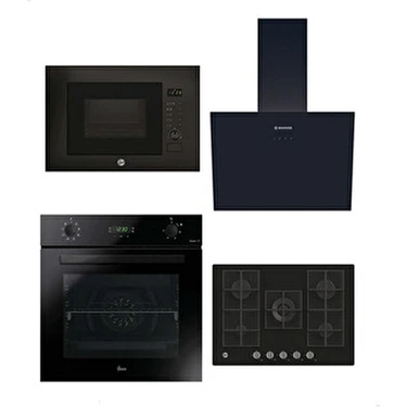 Hoover 4'lü Ankastre Set 5 Gözlü 75 cm Gaz Ocaklı Siyah (HO3158B/HVG74K3B/HDG6C1GBTK