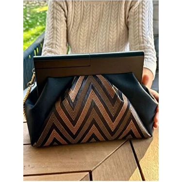 Jophiel Patchwork Tasarımlı Zincirli Omuz Çantası, Siyah Fiyatı