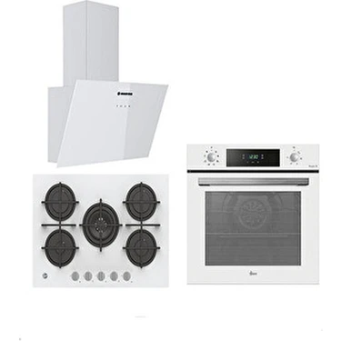 Hoover 3'lü Ankastre Set 5 Gözlü 75 cm Gaz Ocaklı Beyaz (HO3158W FIRIN/HVG74WK3W OCAK/HDG6C1GWTK