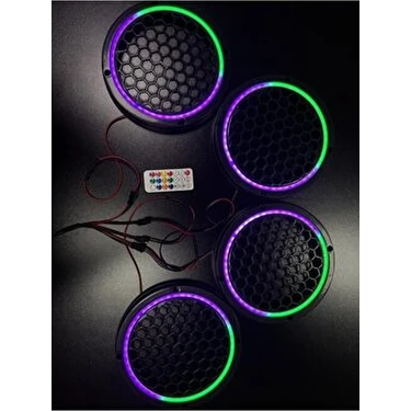 Piksel Neon Ledli 20CM Midrange Hoparlör Kapağı 4ADET Kapak+Modül Soketli Tak Çıkart Kolay