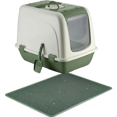 Kapalı Büyük Boy Kedi Tuvaleti Xxl 52X66X46CM Elekli Paspas