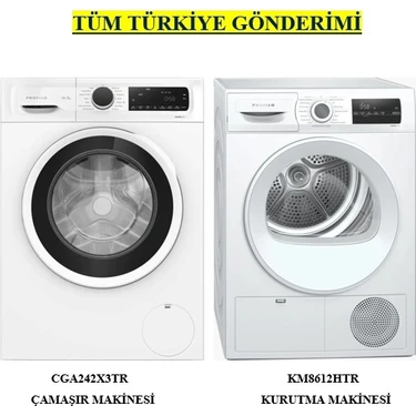 Profilo 2 Li Set 9 kg 1200 Devir Çamaşır Makinesi CGA242X3TR + 8 kg Isı Pompalı Kurutma Makinesi