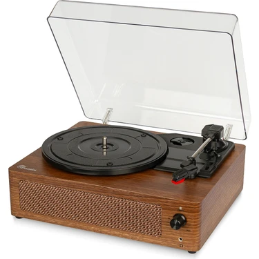 Fomix FM-108 Kahverengi  Hoparlörlü Bluetoothlu Pikap Plak