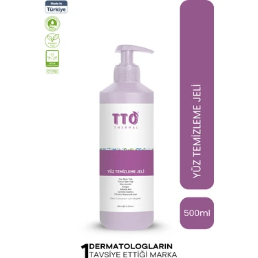 TTO Yüz Temizleme Jeli 500 ml – Normal, Akneli ve Rozalı Ciltler İçin Arındırıcı