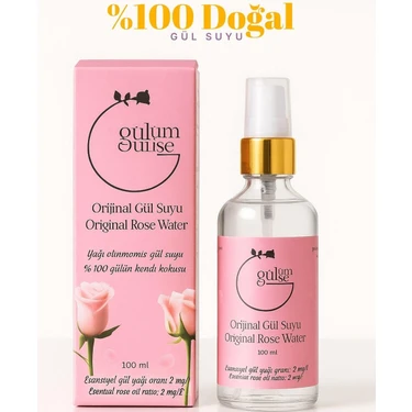 Gülümse Gül Suyu Tonik Cam Şişe 100 ml %100 Saf ve Doğal Sprey Başlıklı (Rose
