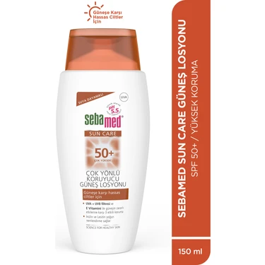 Sebamed Sun Care SPF 50 Güneş Losyonu 150 ml – Hassas Ciltler İçin Paraben İçermeyen, Suya