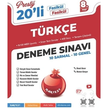 Nartest Yayınevi Nartest 8. Sınıf Prestij Türkçe 20 Deneme