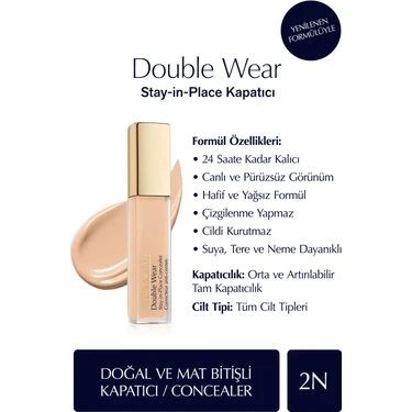 Estee Lauder Kapatıcı - Double Wear Stay-in-Place Concealer - Renk: 2N Light/Medium (Neutral)