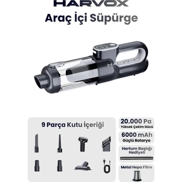 Harvox 20000PA Güçlü Vakum Araç Süpürgesi 6000MAH Bataryalı