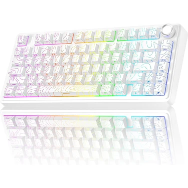 Aula F75 Mekanik Kablosuz Makrolu Klavye Oyun İçin RGB TKL Seiya Switch Desenli