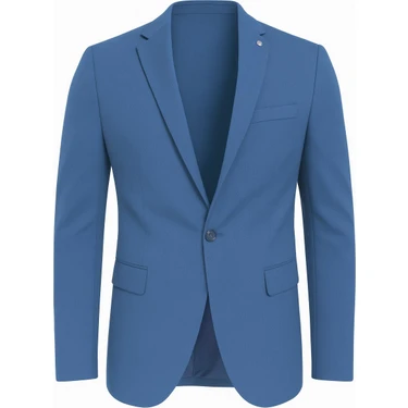Plus Scorpion Erkek Slim Fit Blazer Ceket Açık Indigo – Tek Düğmeli – Şık Günlük & Ofis Kombinleri