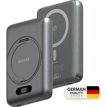 Woyax Magsafe Powerbank 360° Standlı Metal 10.000mAh 20W Hızlı Taşınabilir Şarj Cihazı Stand iPhone