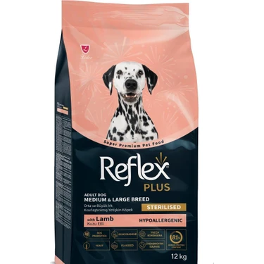 Reflex Plus Kuzu Etli Orta ve Büyük Irk Kısırlaştırılmış Yetişkin Köpek Maması 12