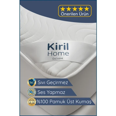 Kiril Home Premium %100 Pamuk Yüzeyli Sıvı Geçirmez Fitted Full Kenar Lastikli Yatak