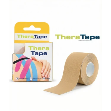 Thera Tape Kinesio Sporcu Ağrı Bandı Kinezyo Bant 5 Metre x 5 cm Ten