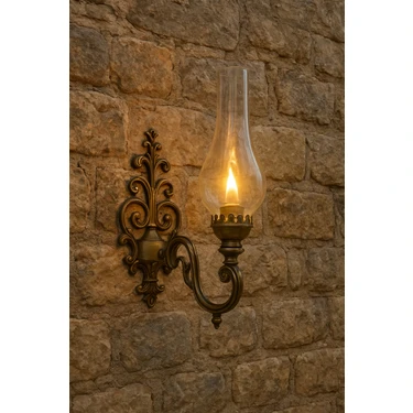 Solenza Eskitme Antik Tasarım Gaz Lambası Aplik –otantik  Dekoratif Duvar