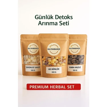 Sultanbahçe Sandaloz Sakızı - Ak Günlük - Kara Halile - Detoks, Günlük Arınma Seti - 3X100