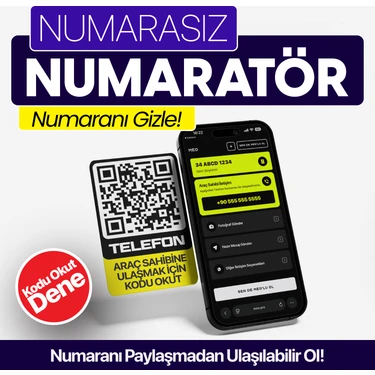 MEO Numarasız Numaratör - QR Kodlu Araç Numaratörü - Araç İçi Park Telefon Numarası (Dikey