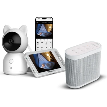 Xenon Smart Akıllı Monitörlü Bebek Kamerası ve Beyaz Gürültü Pış Pış Sesi Bebek Uyku Arkadaşı