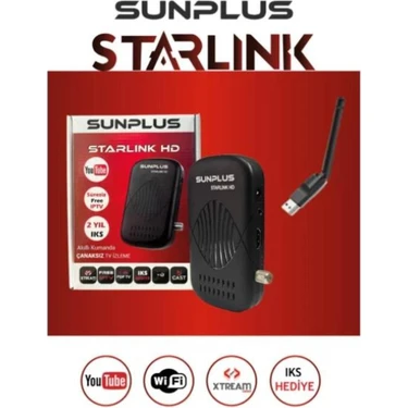 Sunplus Yüksek Kaliteli Full Hd Uydu Alıcısı, Wi-Fi Hediyeli, Sınırsız Sinema