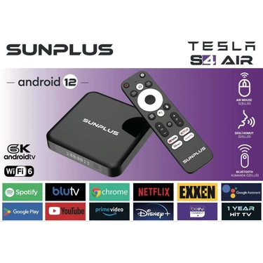 Sunplus Yüksek Kaliteli 4K Android Tv Box, 4gb Ram, 32GB Hafıza, Wi-Fi