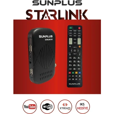 Sunplus Yüksek Çözünürlüklü Uydu Alıcısı, Full Hd, Sınırsız Sinema Paketli,