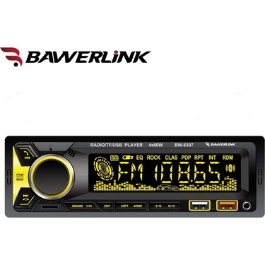 Bawerlink BW6307 Bluetooth Oto Teyp | Çift USB Girişli | 4X60W Amfi Çıkışlı | Sd/usb/aux Destekli