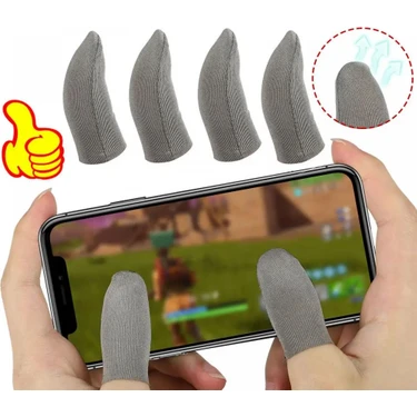 Gümrük Bey N1 Gümüş Fiber Ultra Hassas Kaydırmaz Nefes Alan E-Spor Pubg Oyun Parmak Eldiveni +