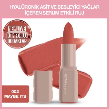 Maybelline New York Serum Etkili Hyalüronik Asit ve Besleyici Yağ Içeren Ruj - 002 Maybe