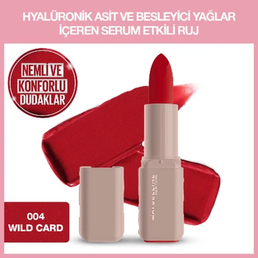 Maybelline New York Serum Etkili Hyalüronik Asit ve Besleyici Yağ Içeren Ruj -  004 Wild