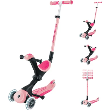 Globber Go Up Deluxe Pastel Pembe Çocuk Scooter 15 Ay-9 Yaş Arası İçin Işıklı