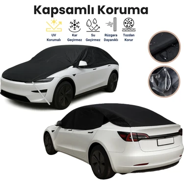 Dokaca Siyah Yarım Araba Brandası, Buzlanma Önleyici, Güneş Koruması, Toz ve Kir