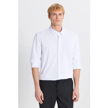 Altınyıldız Classics Pamuklu Tailored Slim Fit Dar Kesim Düğmeli Yaka Örme