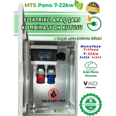 MTSevcharger 22KW 5/32 + 7kw 3/32 V'ko Kombinasyon Kutusu Pano Elektrikli Araç Şarj Cihazı